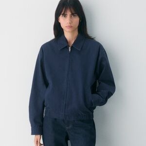 Aritzia Caddie Blouson Jacket Cotton canvas zip-up jacket in Admiral